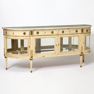 Lot 300 - Louis XVI Style Marble Top Painted Wood Side Cabinet