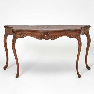 Lot 321 - Italian Rococo Carved and Inlaid Walnut Console