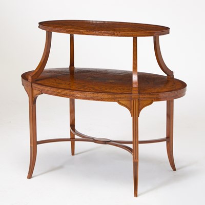 Lot 298 - George III Style Paint Decorated Satinwood Two-Tier Side Table