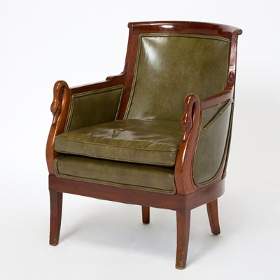 Lot 314 - Directoire Leather Upholstered Mahogany Swan Bergère