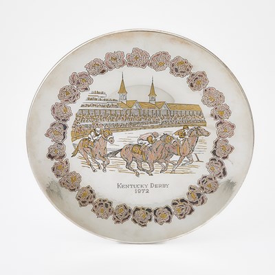 Lot 92 - American Damascene Sterling Silver Kentucky Derby Plate