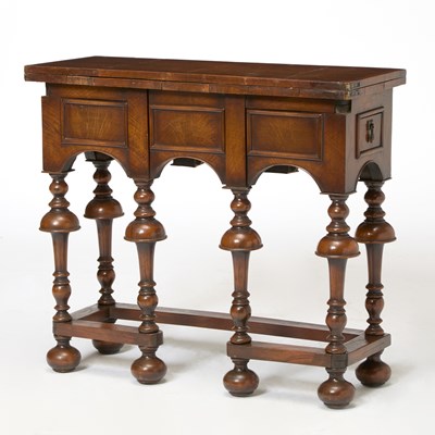 Lot 312 - William & Mary Style Walnut Fold-Over Table