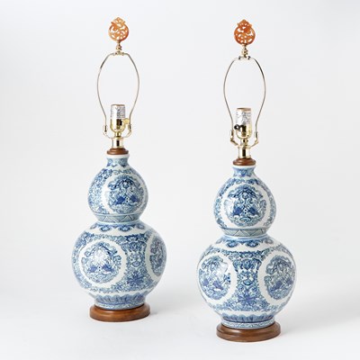 Lot 147 - Two Similar Chinese Blue and White Porcelain Table Lamps