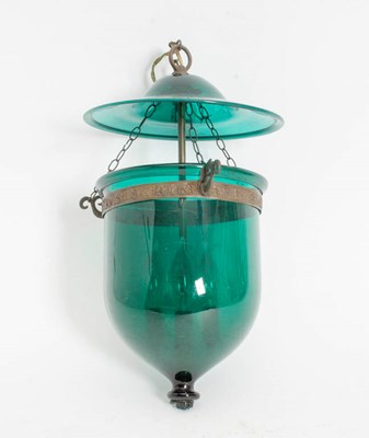 Lot 308 - Emerald Green Glass Hanging Lantern