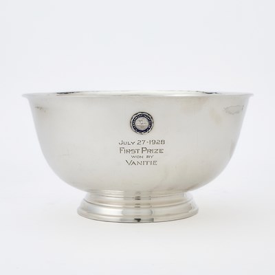 Lot 81 - American Sterling Silver Yachting Trophy Bowl, Presented to H.P. Whitney's Vanitie