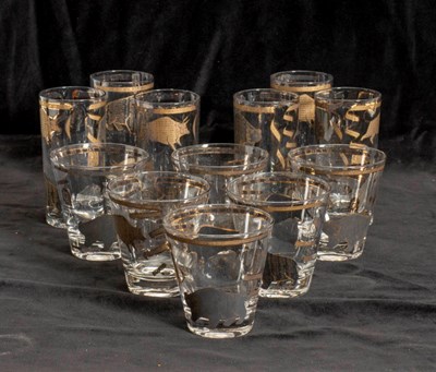 Lot 310 - Bull and Bear Market Mid Century Cocktail Glasses