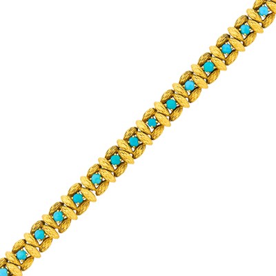 Lot 84 - Mauboussin Gold and Turquoise Bracelet, France
