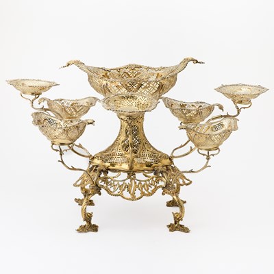 Lot George III Sterling Silver-Gilt Eight Branch Epergne