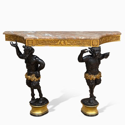 Lot 304 - Pair of Neoclassical Style Marble-Top Console D'Appliques