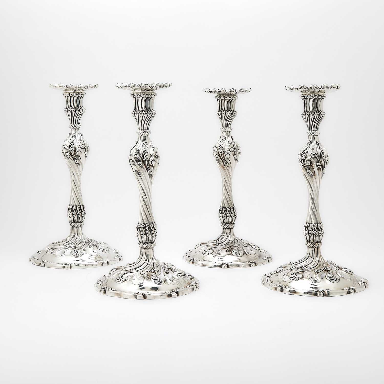 Lot 102 - Set of Four American Sterling Silver Large Candlesticks, Presented to Gertrude Vanderbilt Whitney