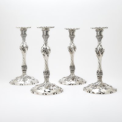 Lot Set of Four American Sterling Silver Large Candlesticks, Presented to Gertrude Vanderbilt Whitney