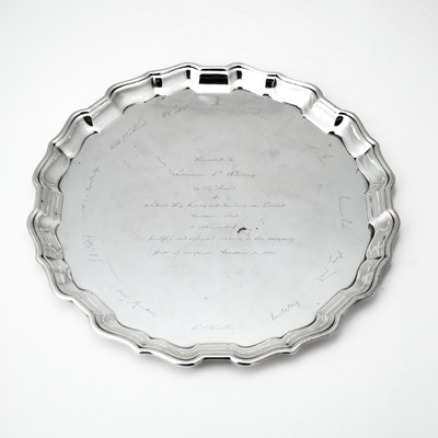 Lot 126 - Canadian Sterling Silver Presentation Salver, Presented to C.V. Whitney