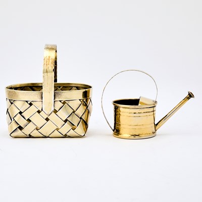 Lot 128 - Barware: Cartier Sterling Silver-Gilt Watering Can Vermouth Dropper and Basket