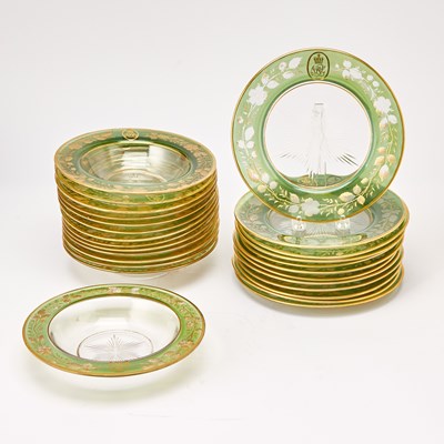 Lot 285 - Blown, Cut, Gilt Decorated and Monogrammed Glass Partial Dinner Service