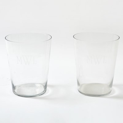 Lot 280 - Pair of Oversize Molded Glass Presentation Wine Coolers Engraved for Marylou Whitney