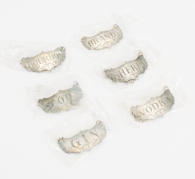 Lot 313 - Set of Pewter Decanter Labels by The Stieff Company