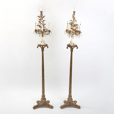Lot 279 - Pair of Louis XV Style Gilt Metal, Marble and Glass Girondoles