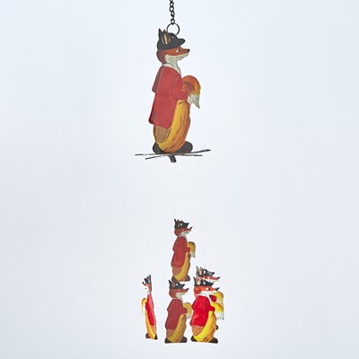 Lot 166 - Novelty Painted Metal "Fox Hunt" Wind Chimes