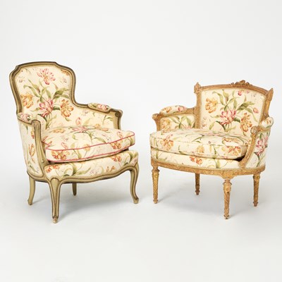 Lot 272 - Louis XVI Style Giltwood Upholstered Bergère