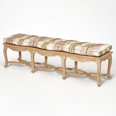 Lot 256 - Louis XV Style Upholstered Painted Wood Bench