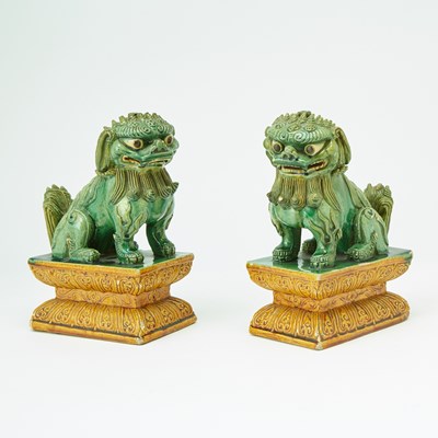 Lot 148 - Pair of Chinese Glazed Tilework Figures of Fu Lions