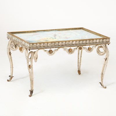 Lot 250 - French Glass, Gilt and Painted Metal Low Table