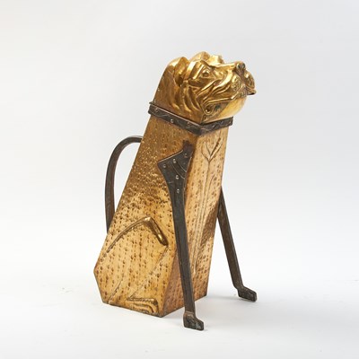 Lot 243 - Iron and Brass Seated Bulldog-Form Kindling Bin