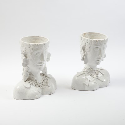 Lot 249 - Pair of White Glazed Ceramic Figural Planters