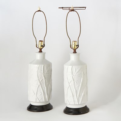 Lot 191 - Pair of Chinese White Porcelain Table Lamps