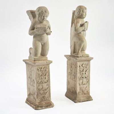 Lot 231 - Pair of Cast Stone Figures of Cupids