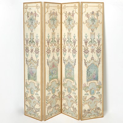 Lot 326 - Neoclassic Style Painted Four Panel Screen