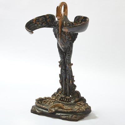 Lot 219 - Victorian Parcel Gilt and Painted Cast Iron Pelican Umbrella Stand