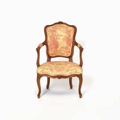 Lot 222 - Louis XV Style Upholstered Walnut Child's Fauteuil
