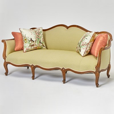 Lot 223 - Louis XV Style Upholstered Walnut Sofa