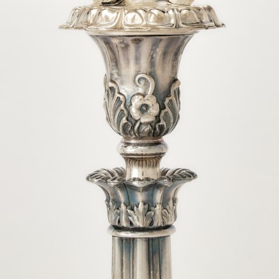 Lot 44 - Pair of Victorian Silver Plated Five Light Candelabra