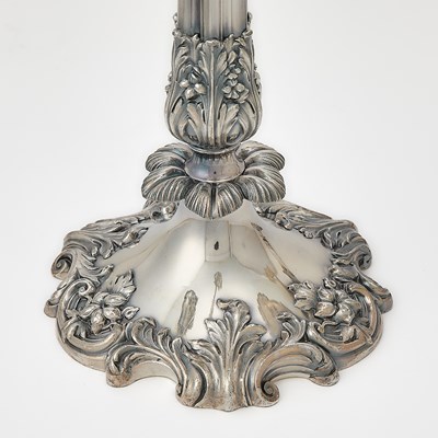 Lot 44 - Pair of Victorian Silver Plated Five Light Candelabra