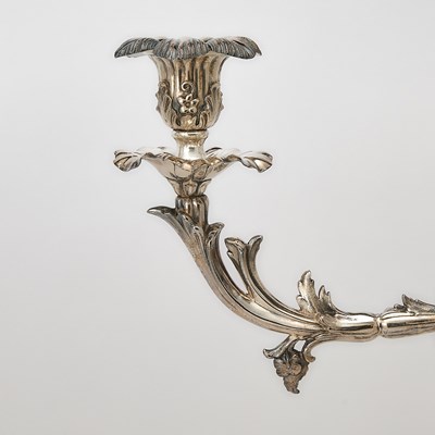 Lot 44 - Pair of Victorian Silver Plated Five Light Candelabra