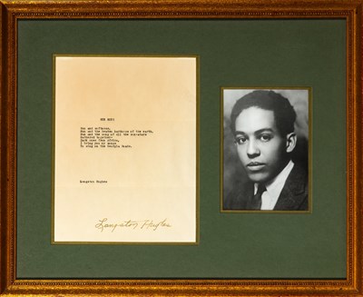 Lot 189 - Langston Hughes "Sun Song" Framed with Portrait