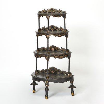 Lot 286 - Victorian Mother-of-Pearl Inlaid Papier-Mache Etagere