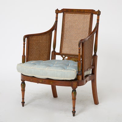 Lot 145 - Edwardian Painted and Caned Armchair