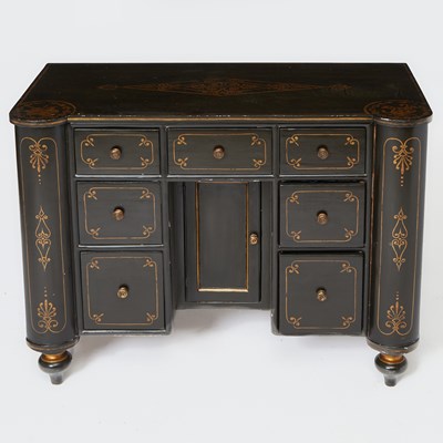 Lot 152 - Regency Style Black Painted Kneehole Desk