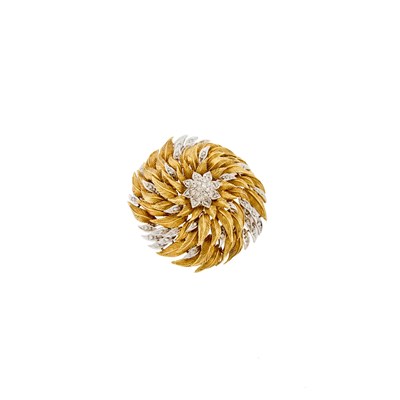Lot 1011 - Two-Color Gold and Diamond Brooch
