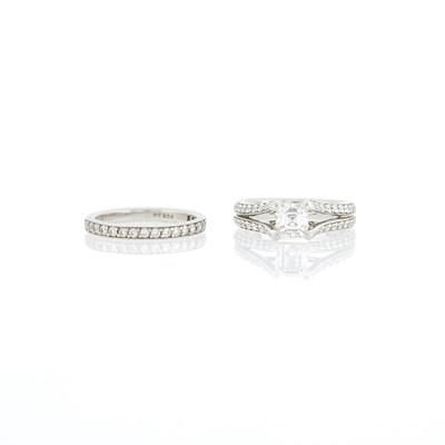 Lot 1158 - Platinum and Diamond Ring and Band Ring