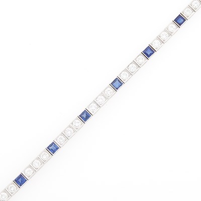 Lot 1137 - Platinum, Sapphire and Diamond Bracelet
