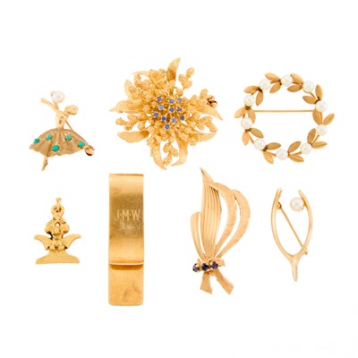 Lot 1242 - Group of Gold, Low Karat Gold and Gem-Set Jewelry