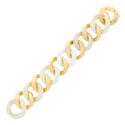 Lot 70 - Verdura Gold and Cacholong 'Curb Link' Bracelet