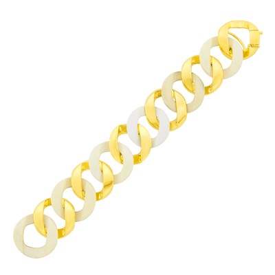 Lot 70 - Verdura Gold and Cacholong 'Curb Link' Bracelet