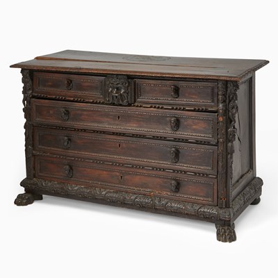 Lot 480 - North Italian or Tuscan Renaissance Carved Walnut Cassettone (Commode)