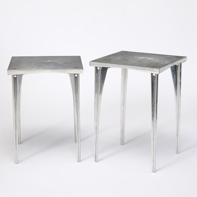 Lot 752 - Pair of Sculptural Aluminum Side Tables