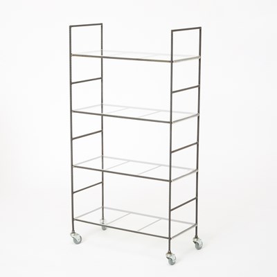 Lot 266 - Franz West for Parkett Anniversary Edition Steel and Plexiglas Open Bookcase on Wheels